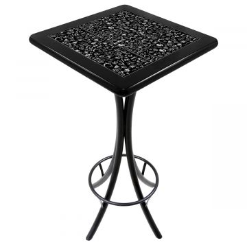 Mesa Madeira Azulejo 60x60cm Cor Preta - Bistrô Fixa 98cm pta - Textura Café