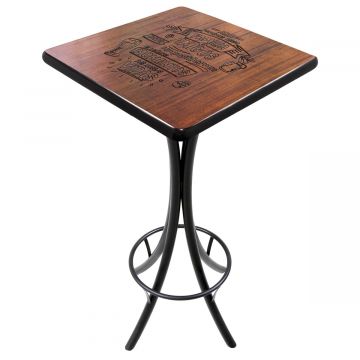 Mesa Madeira 60x60cm Cor Preta - Bistrô Fixa 98cm pta - Familia e amigos