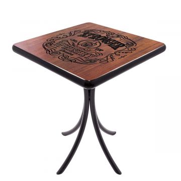 Mesa Madeira 60x60cm Cor Preta - Bistrô Fixa 78cm pta - Stronger Whiskey