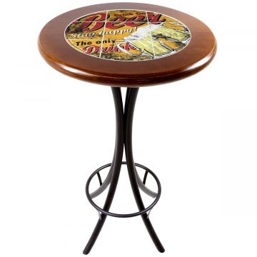 Mesa Madeira Azulejo 60cm Cor Natural - Bistrô Fixa 98cm pta - Beer Stay Happy