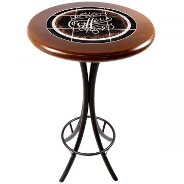 Mesa Madeira Azulejo 60cm Cor Natural - Bistrô Fixa 98cm pta - Coffee