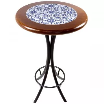 Mesa Madeira Azulejo 60cm Cor Natural - Bistrô Fixa 98cm pta - Português