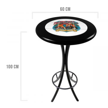 Mesa Madeira Azulejo 60cm Cor Preta - Bistrô Fixa 98cm pta - Motorcycle