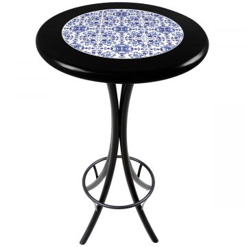 Mesa Madeira Azulejo 60cm Cor Preta - Bistrô Fixa 98cm pta - Português