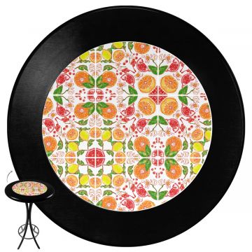 Mesa Madeira Azulejo 60cm Cor Preta - Bistrô Fixa 98cm pta - Frutas