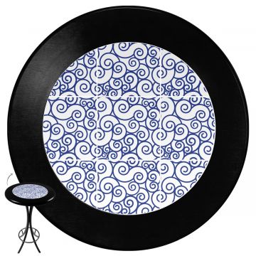 Mesa Madeira Azulejo 60cm Cor Preta - Bistrô Fixa 98cm pta - Ondulação