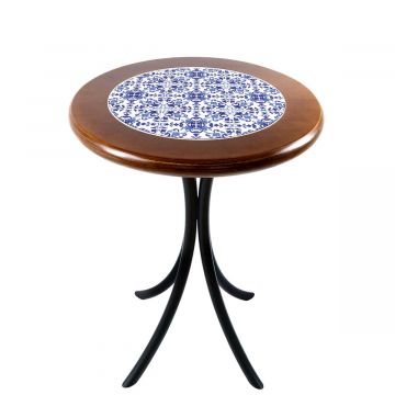 Mesa Madeira Azulejo 60cm Cor Natural - Bistrô Fixa 78cm pta - Português