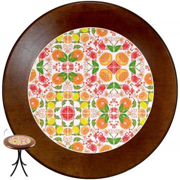 Mesa Madeira Azulejo 60cm Cor Natural - Bistrô Fixa 78cm pta - Frutas