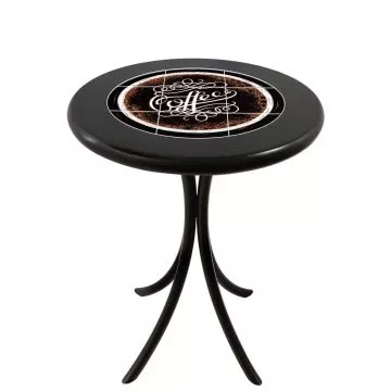 Mesa Madeira Azulejo 60cm Cor Preta - Bistrô Fixa 78cm pta - Coffee