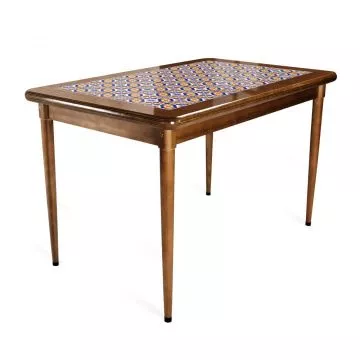 Mesa Madeira Azulejo 125x80cm Cor Natural - Base 4pé 78cm nat - Anos dourados
