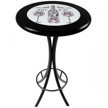 Mesa Madeira Azulejo 60cm Cor Preta - Bistrô Fixa 98cm pta - More Wine