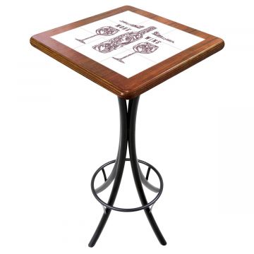 Mesa Madeira Azulejo 60x60cm Cor Natural - Bistrô Fixa 98cm pta - More Wine