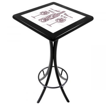Mesa Madeira Azulejo 60x60cm Cor Preta - Bistrô Fixa 98cm pta - More Wine