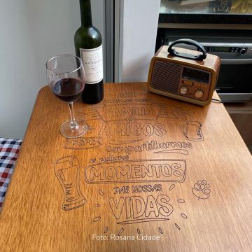 Mesa Madeira 60x60cm Cor Preta - Bistrô Fixa 98cm pta - Familia e amigos