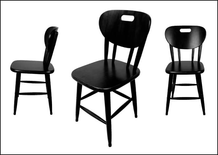fotografia de uma cadeira com 3 posições diferentes